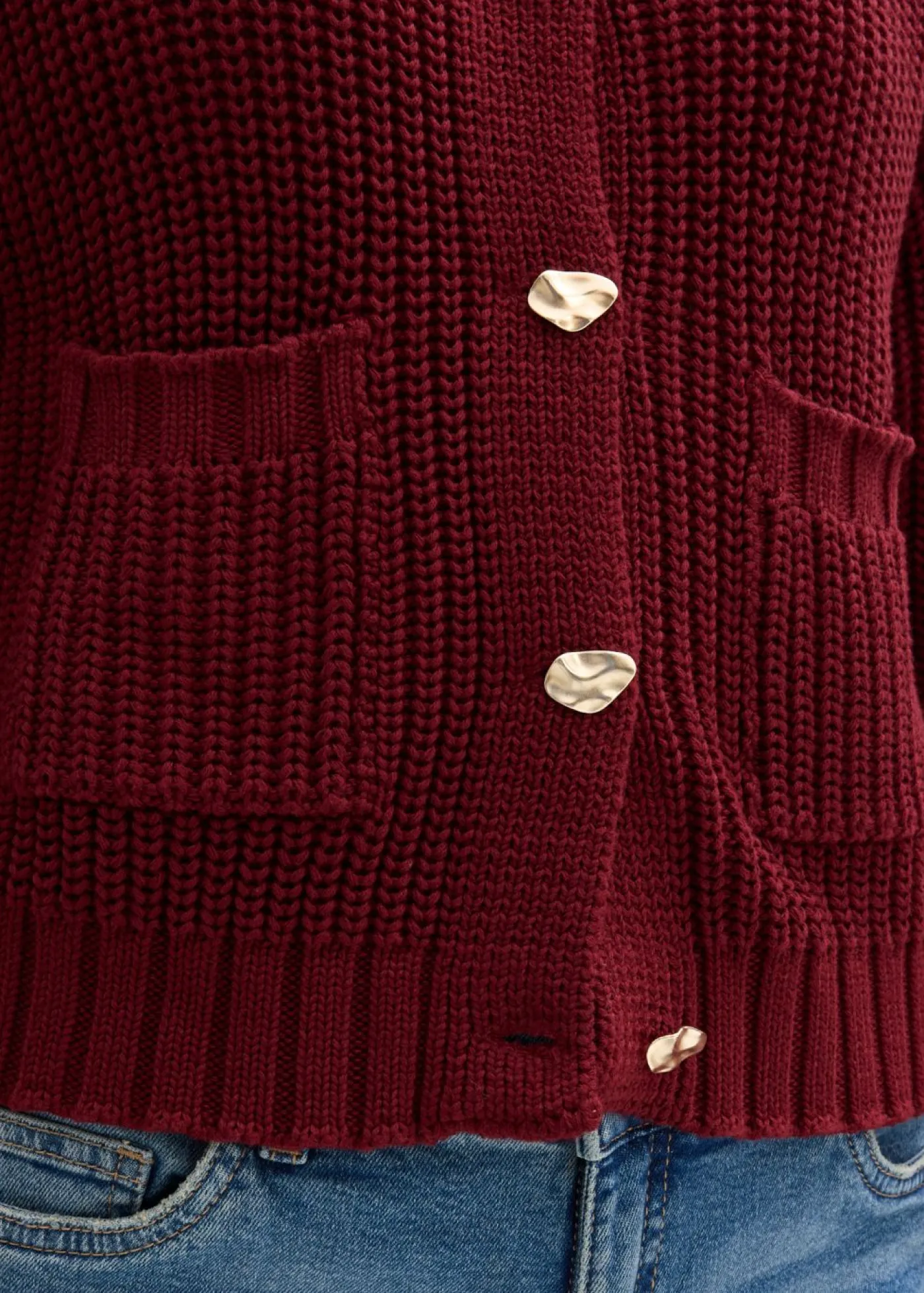New Chaqueta de punto grueso con botones con efecto martillado Mujer Jerséis|Ropa De Punto