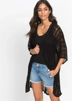 Hot Chaqueta de punto larga con calados Mujer Jerséis|Ropa De Punto