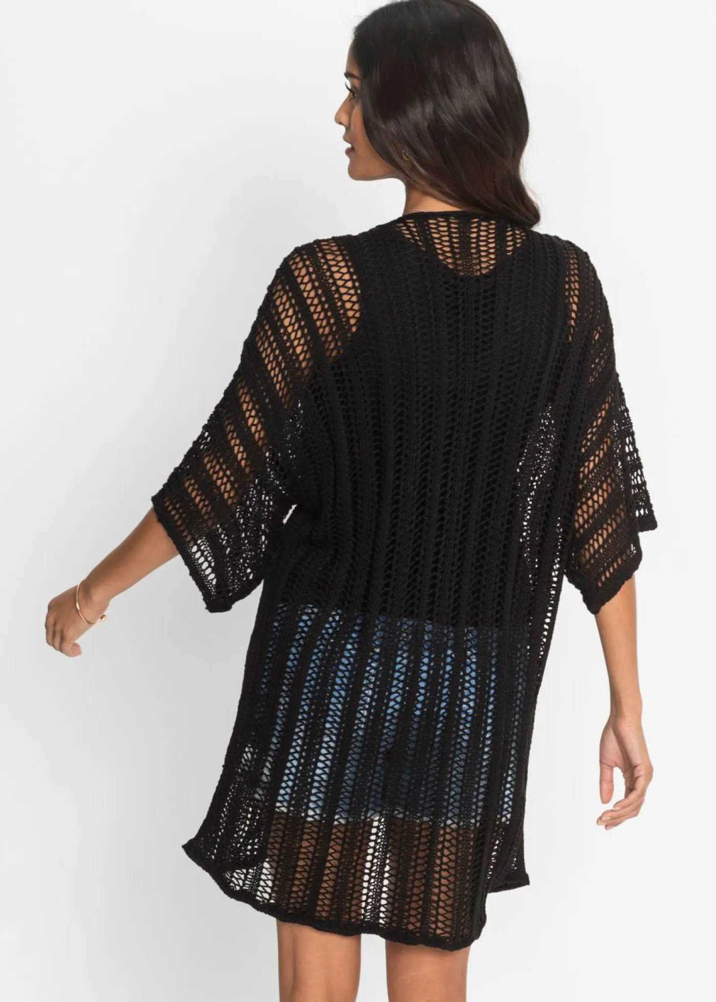 Hot Chaqueta de punto larga con calados Mujer Jerséis|Ropa De Punto