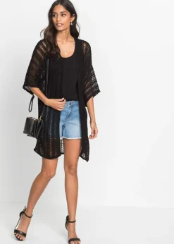 Hot Chaqueta de punto larga con calados Mujer Jerséis|Ropa De Punto