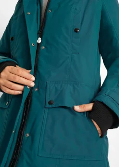 New Chaqueta funcional de trekking con capucha, diseño largo y tejido impermeable Mujer Chaquetas Y Abrigos