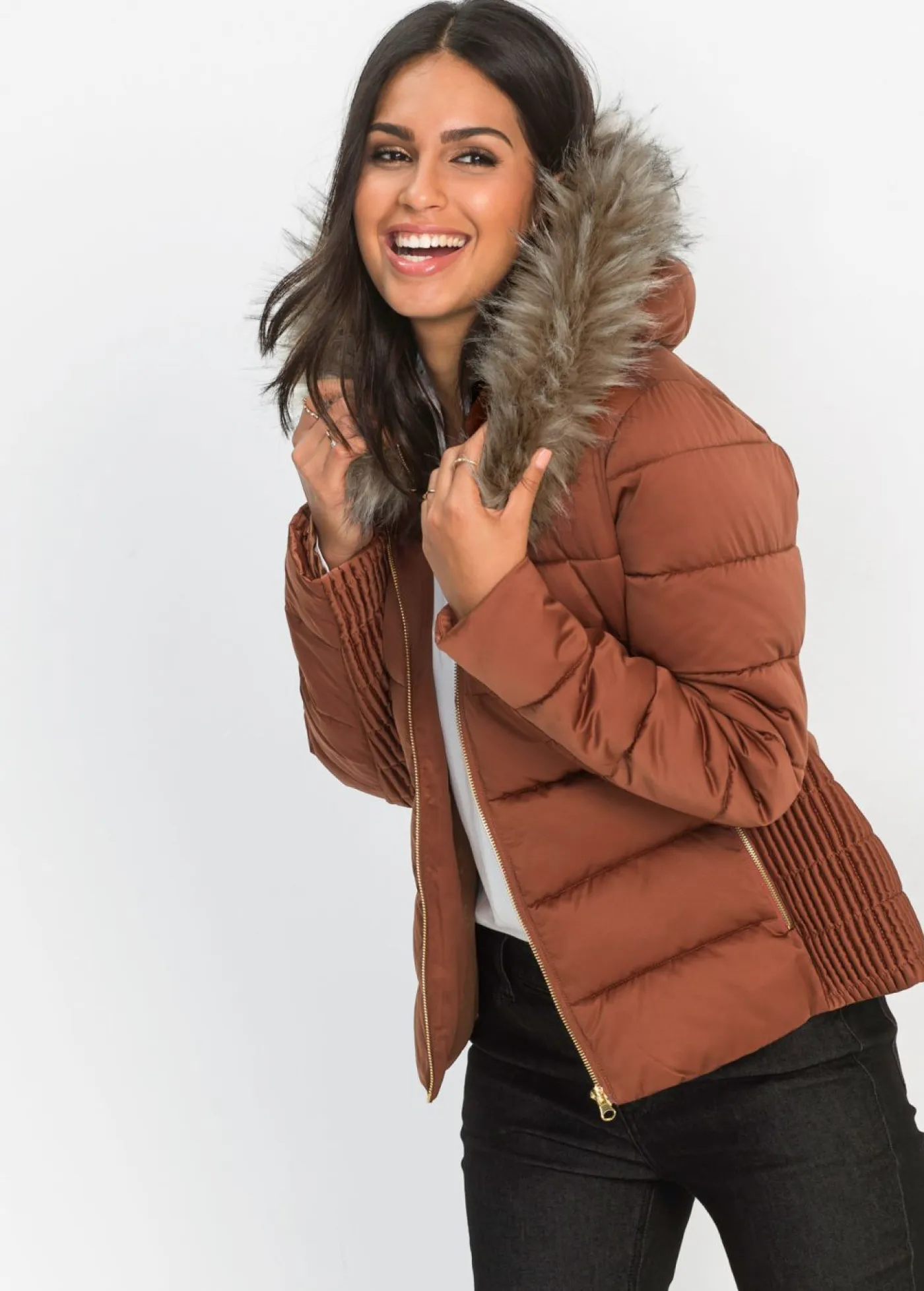 New Chaqueta guateada de poliéster reciclado Mujer Chaquetas Y Abrigos