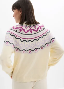 Discount Chaqueta holgada de punto con patrón nórdico Mujer Jerséis