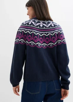 Outlet Chaqueta holgada de punto con patrón nórdico Mujer Jerséis