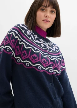 Outlet Chaqueta holgada de punto con patrón nórdico Mujer Jerséis