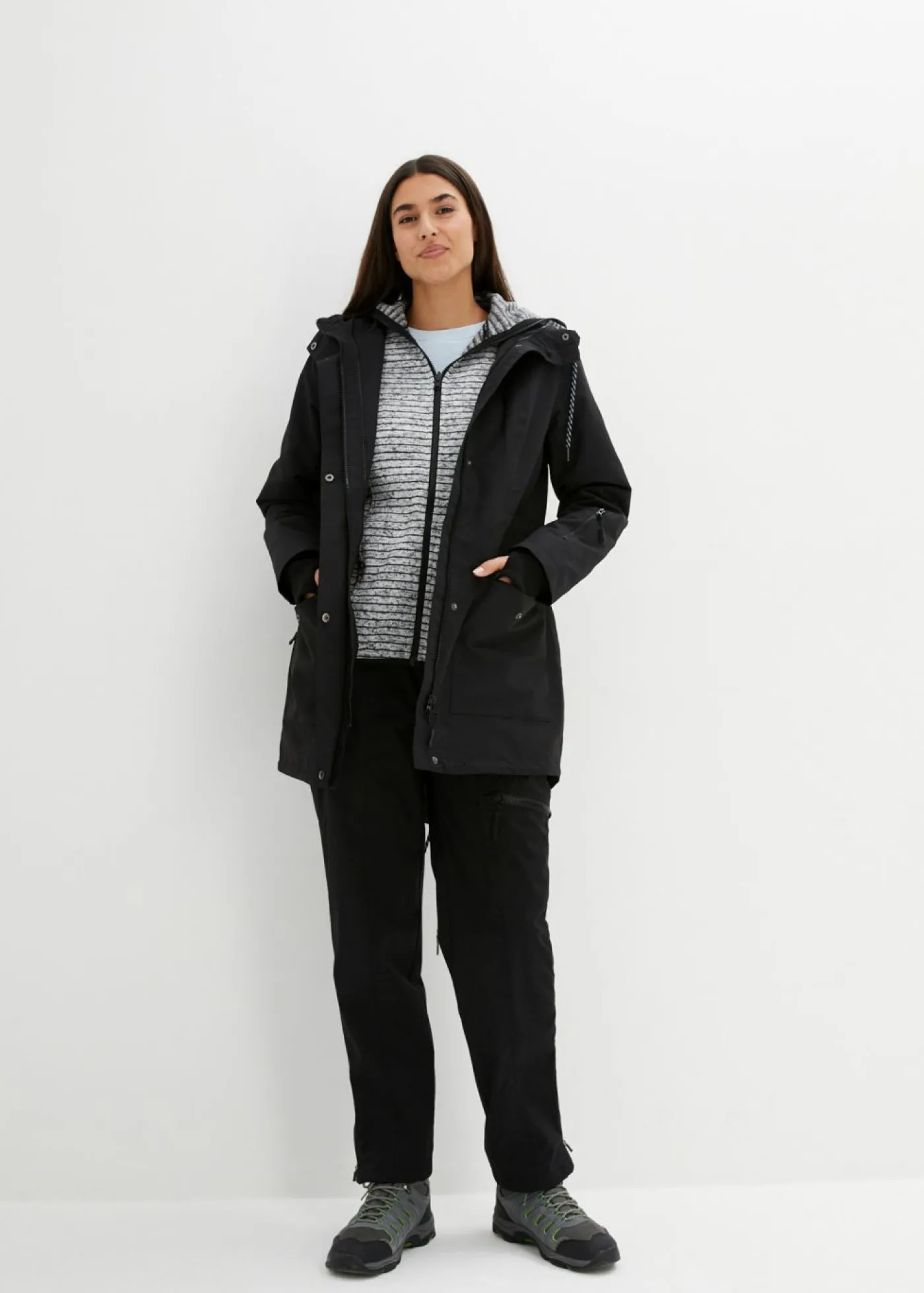 Chaqueta larga 3 en 1 con prácticos bolsillos Mujer Ropa Térmica|Chaquetas Y Abrigos