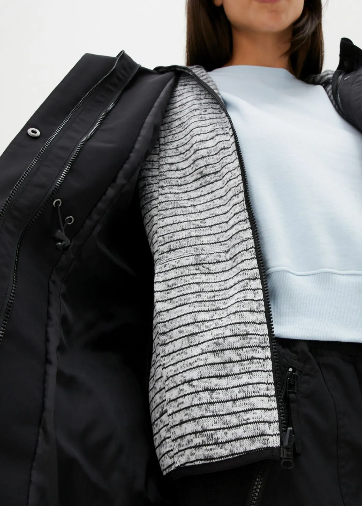 Chaqueta larga 3 en 1 con prácticos bolsillos Mujer Ropa Térmica|Chaquetas Y Abrigos