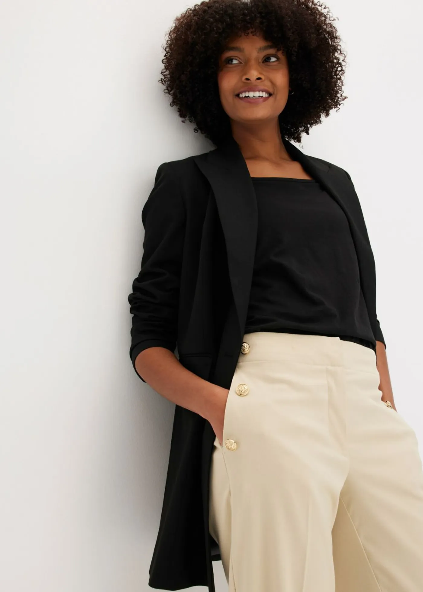 New Chaqueta larga con botones decorativos Mujer Blazers