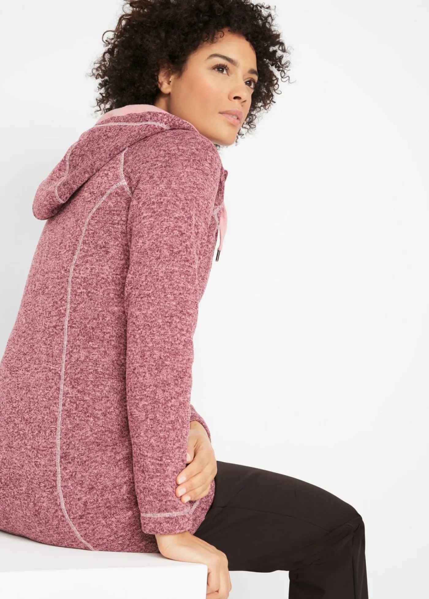 Hot Chaqueta larga de forro polar con capucha Mujer Ropa Cómoda|Chaquetas Y Abrigos