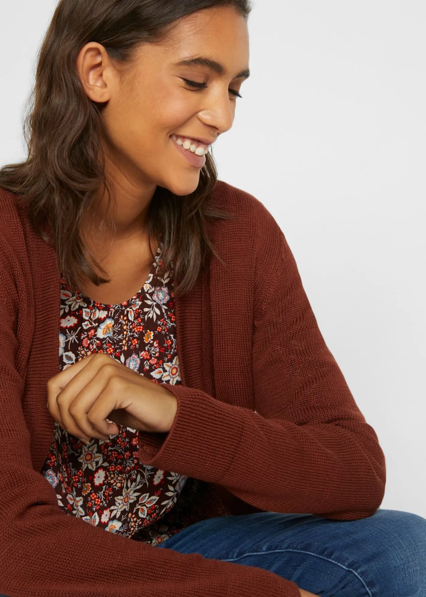 Outlet Chaqueta larga de punto Mujer Básicos|Jerséis