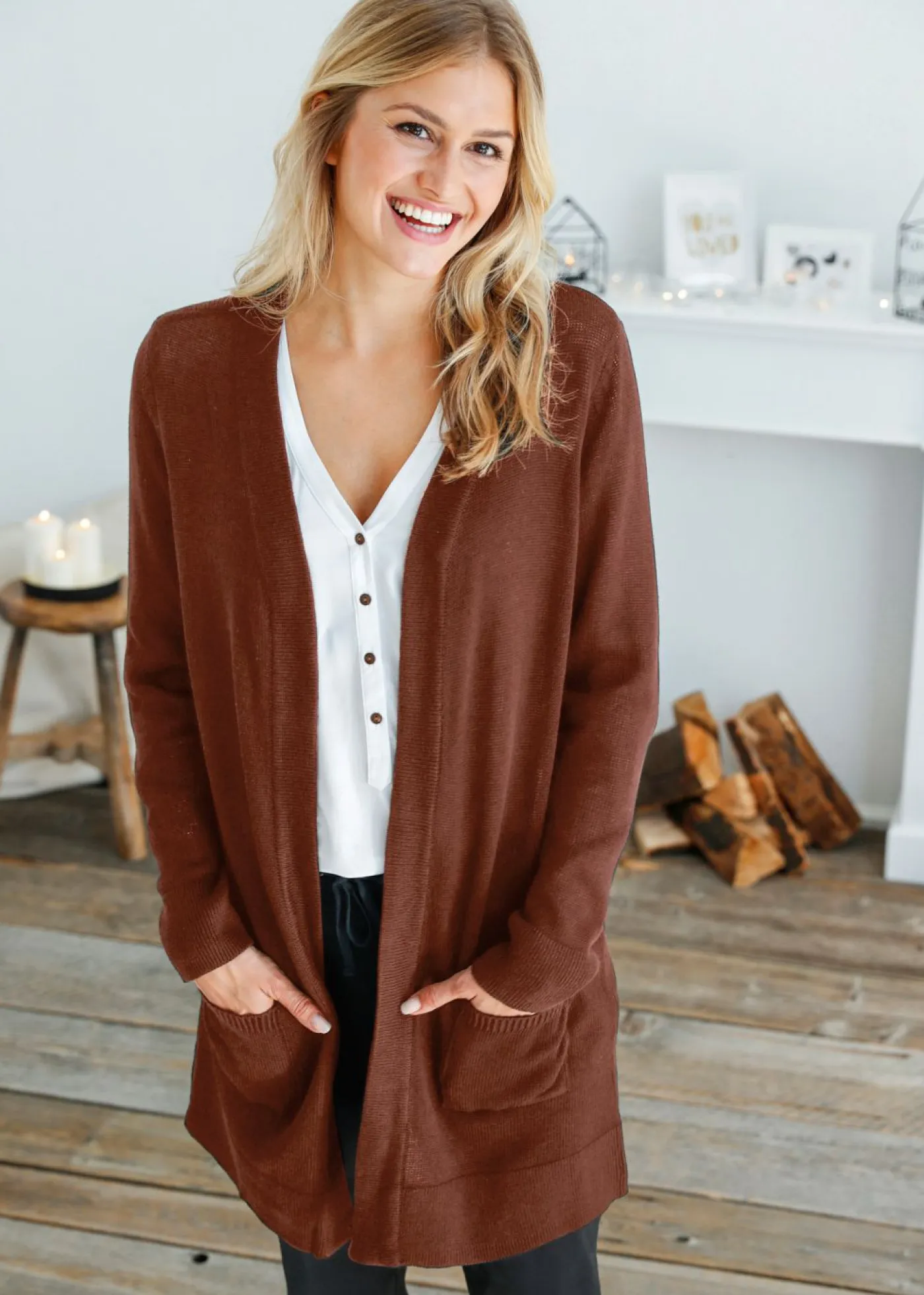 Outlet Chaqueta larga de punto Mujer Básicos|Jerséis