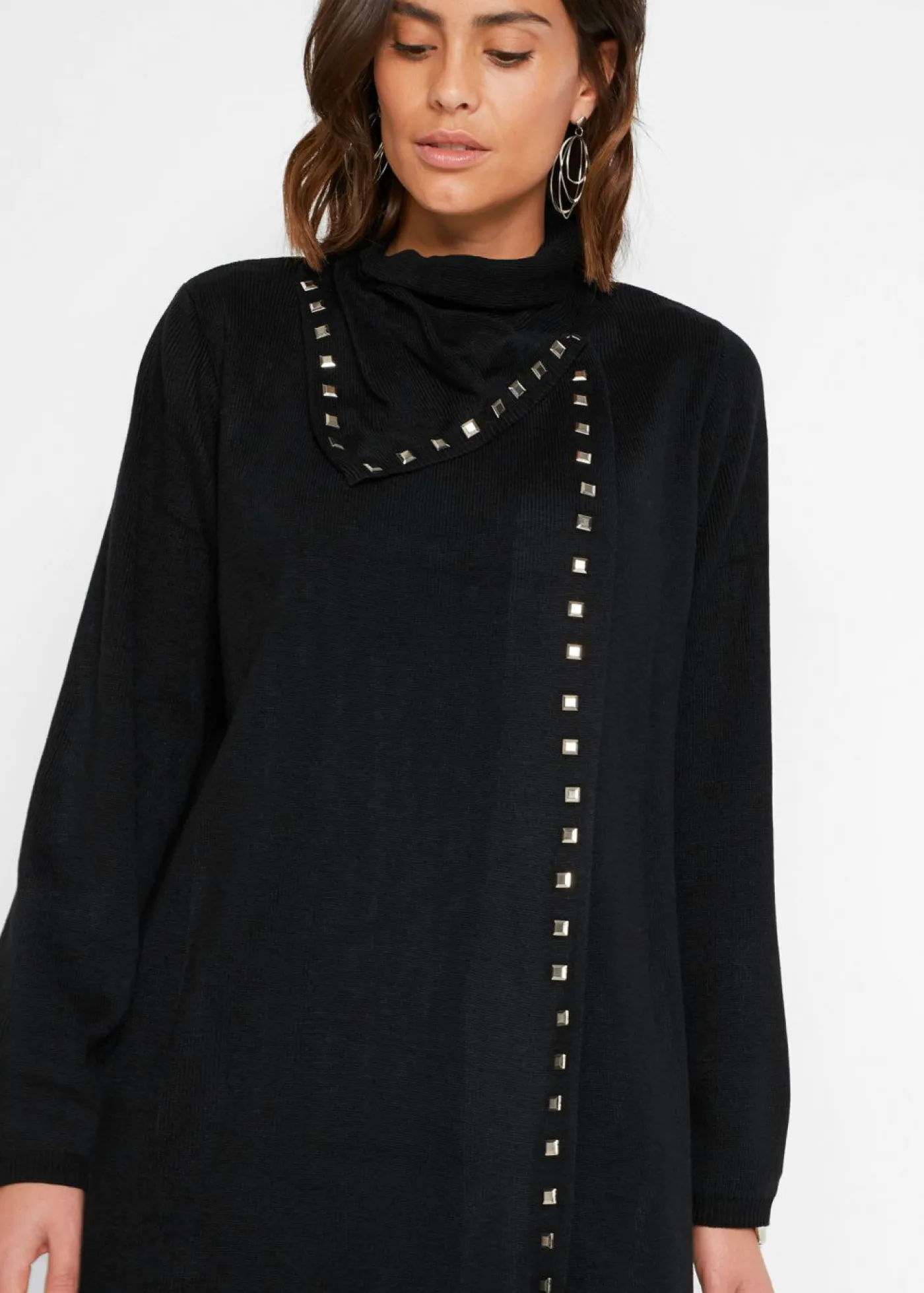 Sale Chaqueta larga de punto con tachuelas Mujer Jerséis|Ropa De Punto