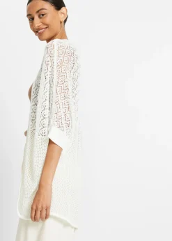 Discount Chaqueta larga de punto con patrón calado Mujer Jerséis|Ropa De Punto