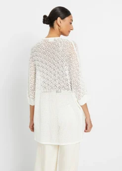 Discount Chaqueta larga de punto con patrón calado Mujer Jerséis|Ropa De Punto