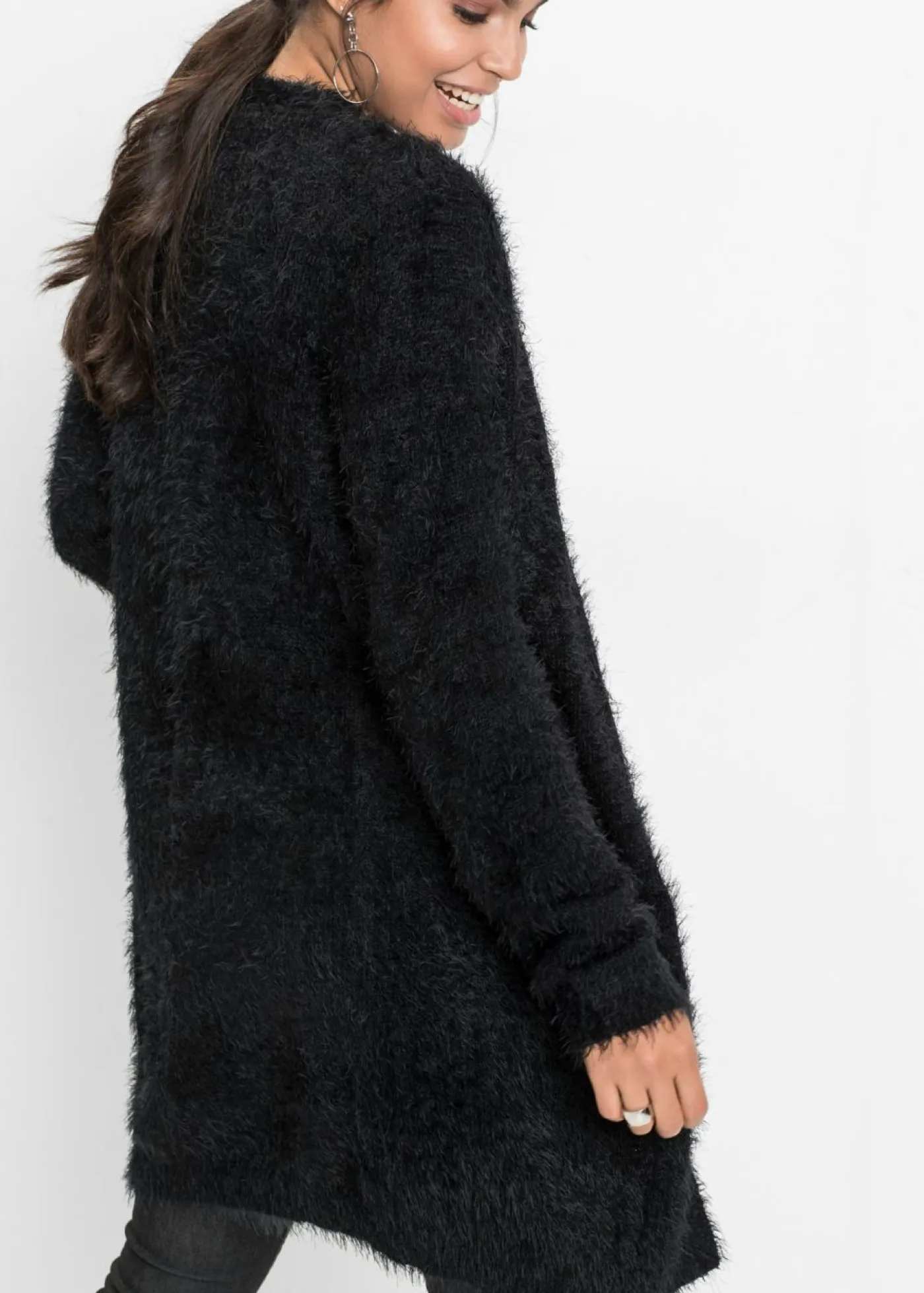 Clearance Chaqueta larga de punto con aspecto mullido Mujer Jerséis|Ropa De Punto