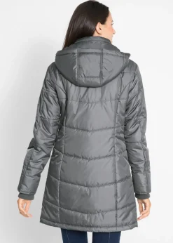 New Chaqueta larga guateada con cuello y capucha Mujer Chaquetas Y Abrigos