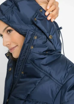 Outlet Chaqueta larga guateada con cuello y capucha Mujer Chaquetas Y Abrigos