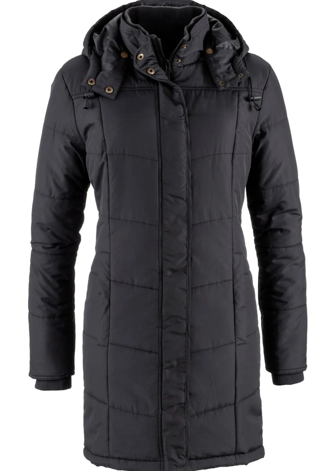 Online Chaqueta larga guateada con cuello y capucha Mujer Chaquetas Y Abrigos