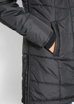 Online Chaqueta larga guateada con cuello y capucha Mujer Chaquetas Y Abrigos