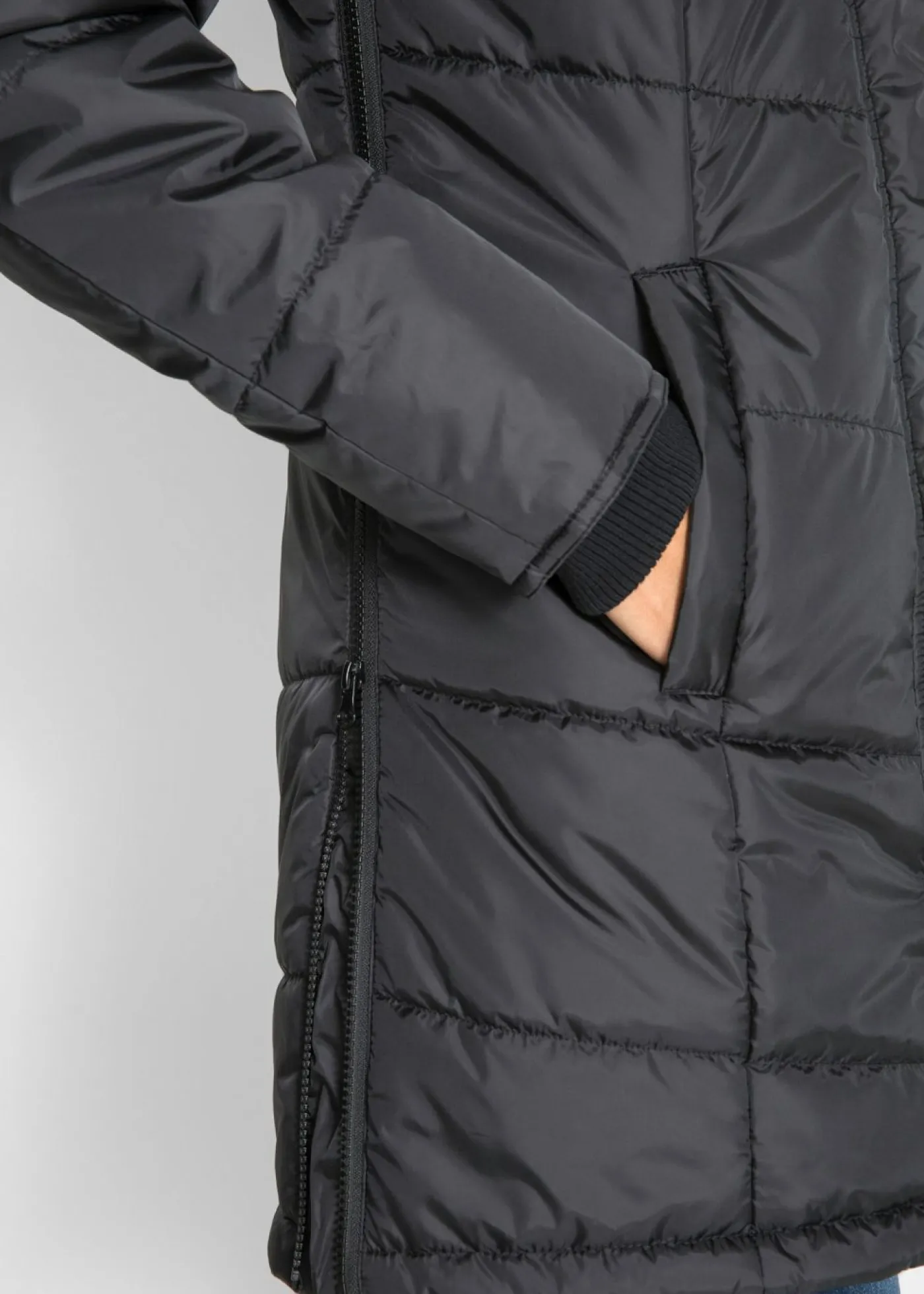 Online Chaqueta larga guateada con cuello y capucha Mujer Chaquetas Y Abrigos