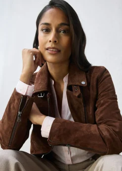 Clearance Chaqueta motera de ante Mujer Premium|Chaquetas Y Abrigos