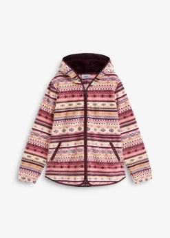 Discount Chaqueta polar con capucha y estampado noruego Mujer Ropa Cómoda|Chaquetas Y Abrigos