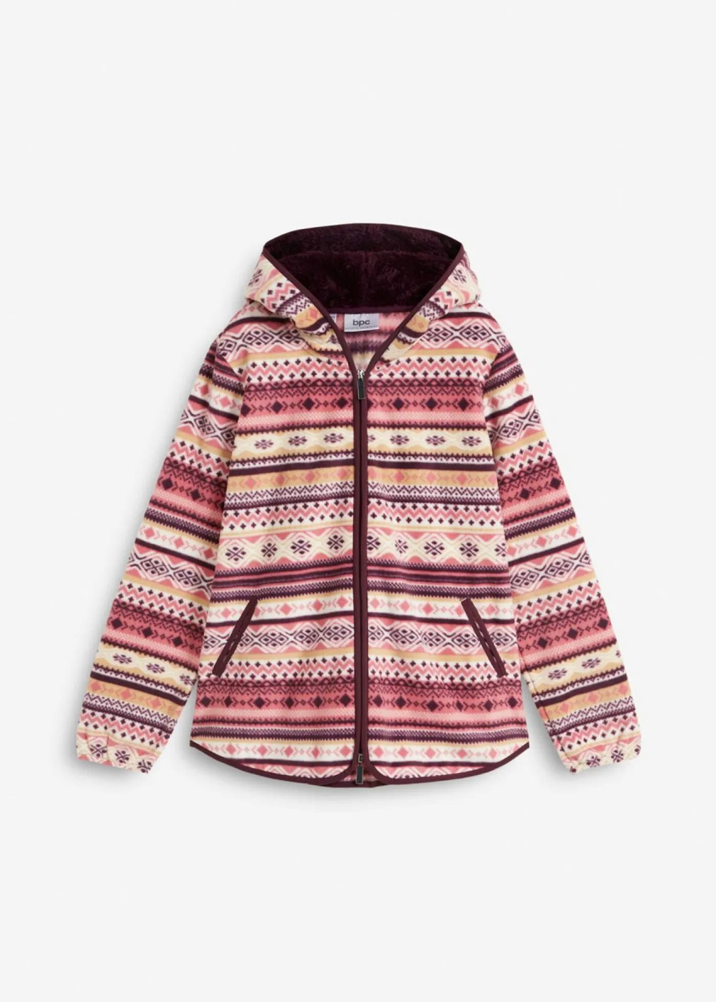 Discount Chaqueta polar con capucha y estampado noruego Mujer Ropa Cómoda|Chaquetas Y Abrigos
