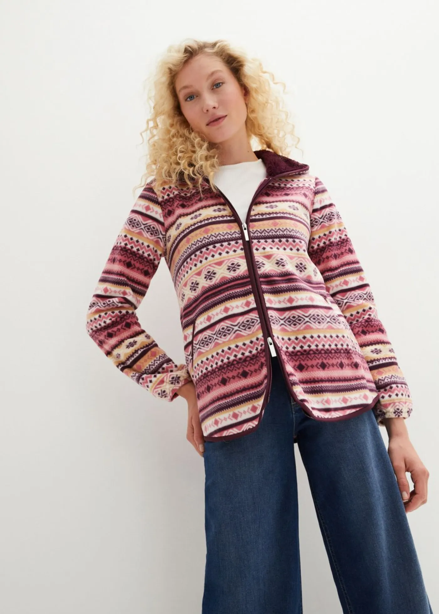 Discount Chaqueta polar con capucha y estampado noruego Mujer Ropa Cómoda|Chaquetas Y Abrigos
