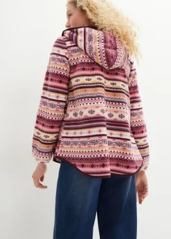 Discount Chaqueta polar con capucha y estampado noruego Mujer Ropa Cómoda|Chaquetas Y Abrigos