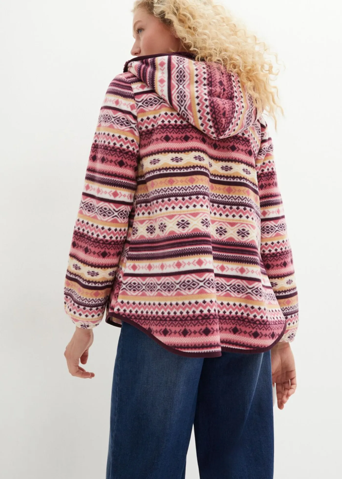 Discount Chaqueta polar con capucha y estampado noruego Mujer Ropa Cómoda|Chaquetas Y Abrigos