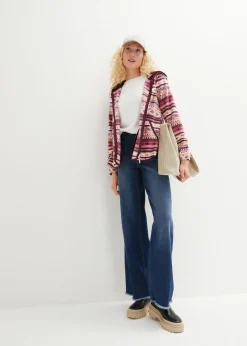 Discount Chaqueta polar con capucha y estampado noruego Mujer Ropa Cómoda|Chaquetas Y Abrigos