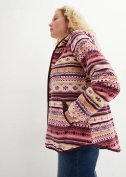 Discount Chaqueta polar con capucha y estampado noruego Mujer Ropa Cómoda|Chaquetas Y Abrigos
