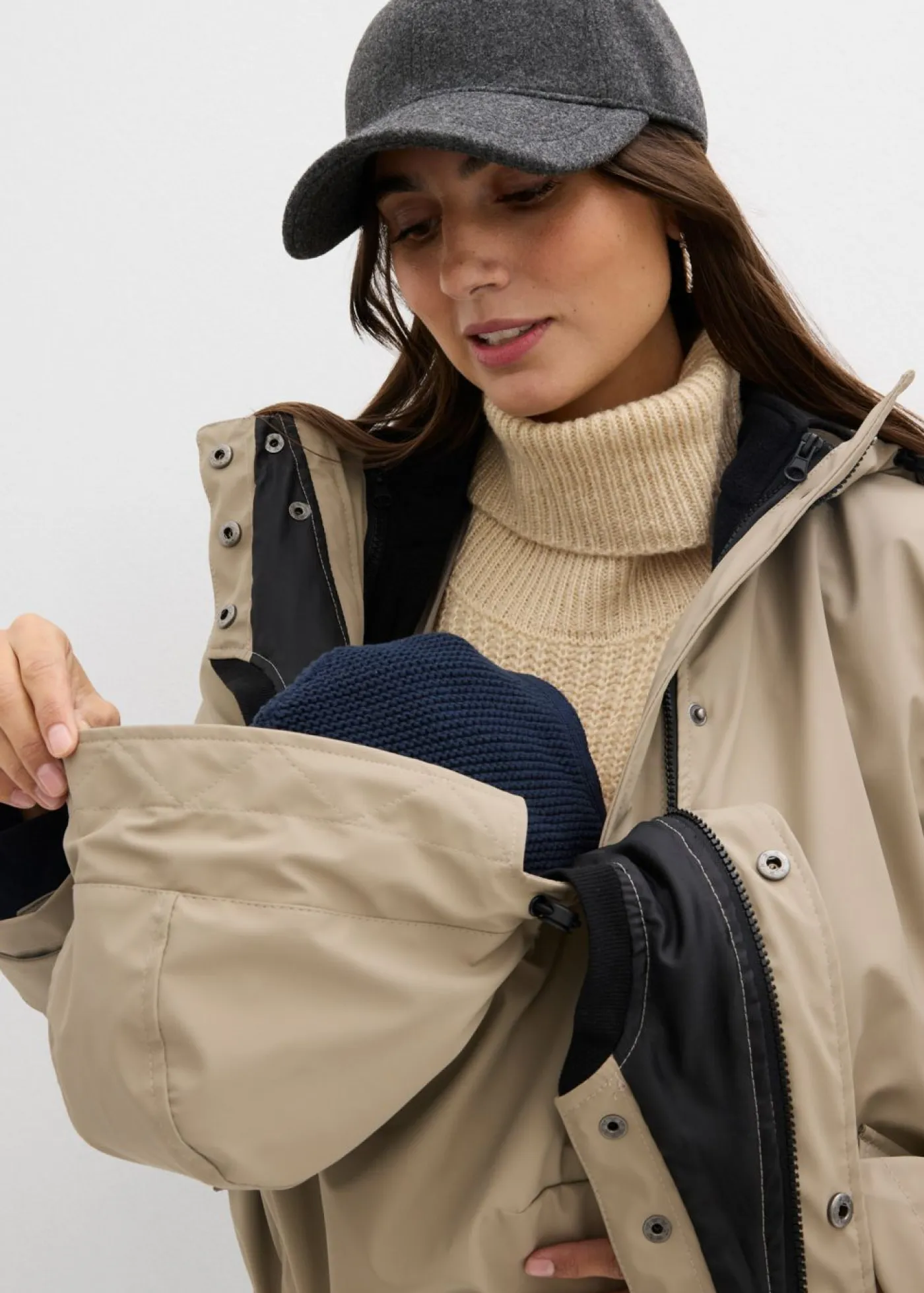 Clearance Chaqueta premamá impermeable 6 en 1 con inserto de porteo y chaqueta polar desmontable Mujer Premamá