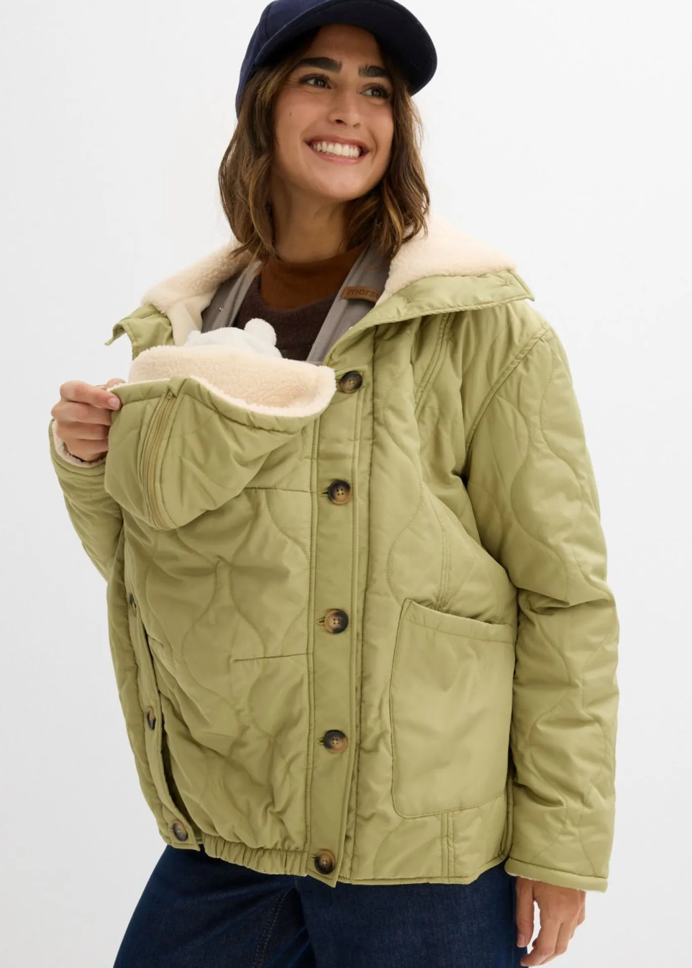 Hot Chaqueta premamá ligera 3 en 1 con forro polar e inserto de porteo Mujer Premamá