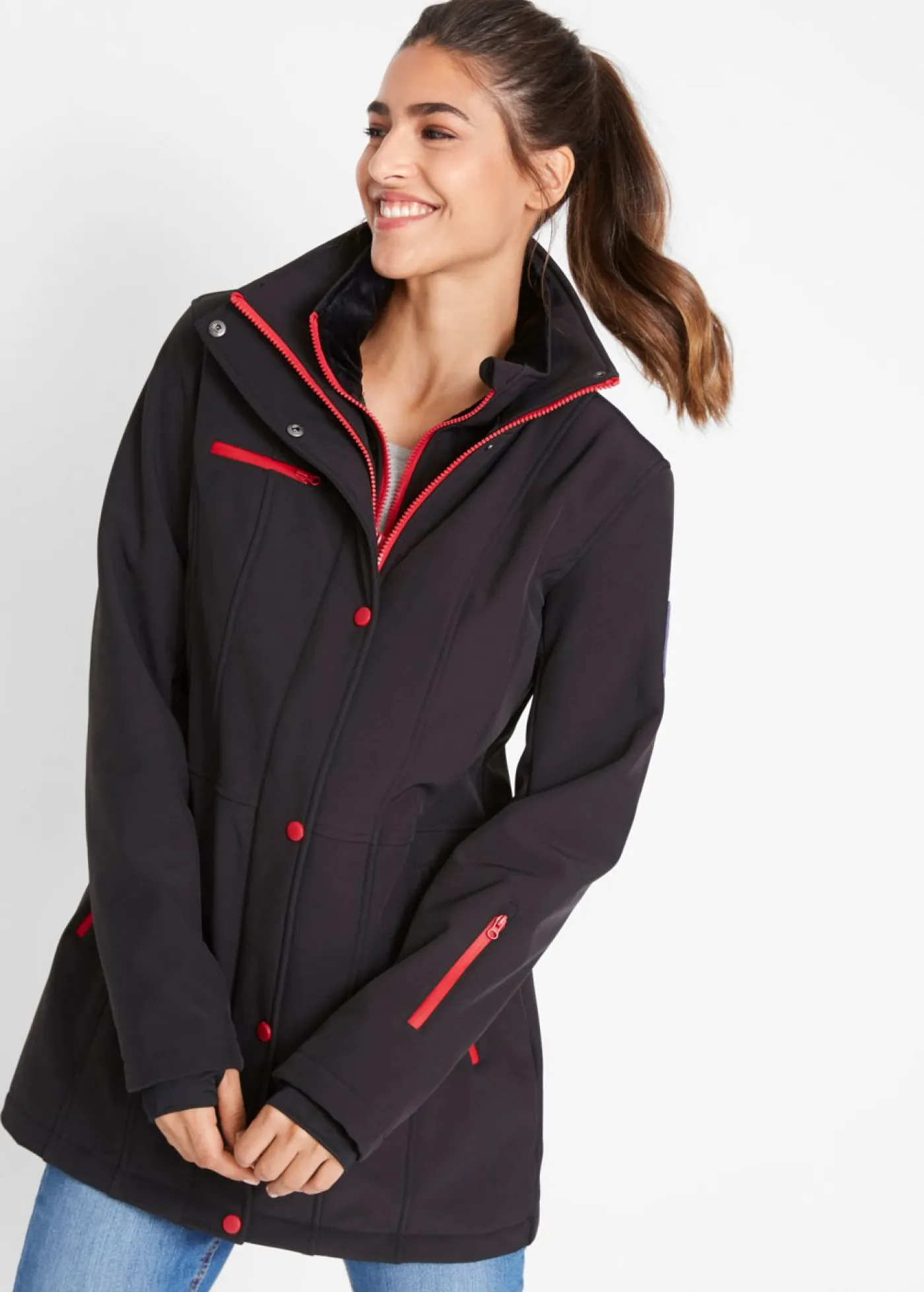 Sale Chaqueta softshell elástica con diseño largo y tejido repelente al agua Mujer Chaquetas Y Abrigos