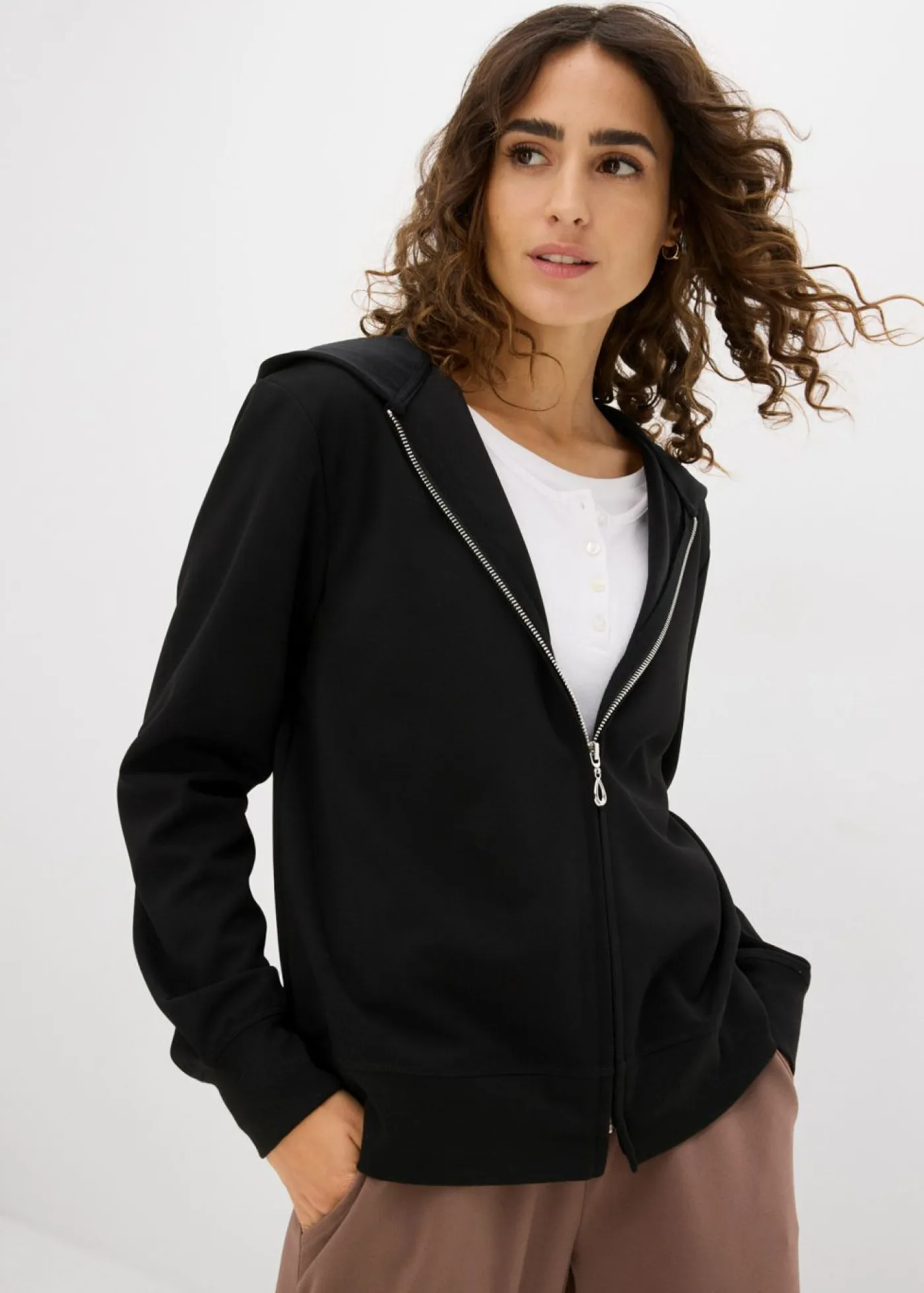 Discount Chaqueta tipo sudadera con capucha y cremallera Mujer Básicos|Ropa Cómoda