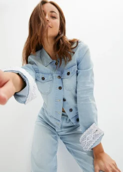 New Chaqueta vaquera con inserto de encaje Mujer Chaquetas Y Abrigos