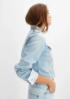 New Chaqueta vaquera con inserto de encaje Mujer Chaquetas Y Abrigos