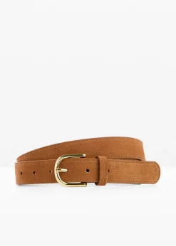 Outlet Cinturón de cuero con hebilla brillante Mujer Complementos Temáticos·Complementos De Piel|Cinturones