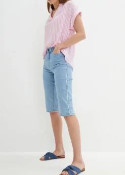 Clearance Cómodas bermudas vaqueras con elástico Mujer Shorts|Vaqueros