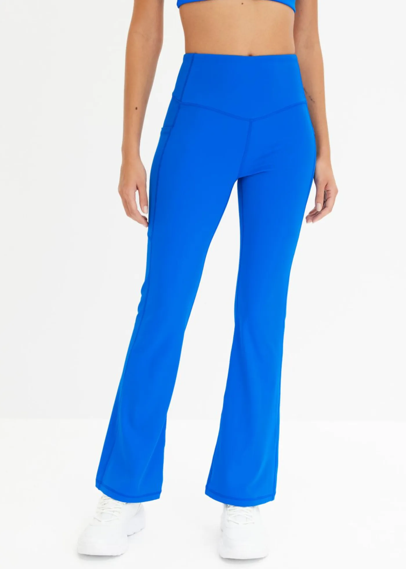 Cómodos leggings deportivos con bolsillo para móvil, corte acampanado y material de secado rápido Mujer Ropa Deportiva|Pantalones
