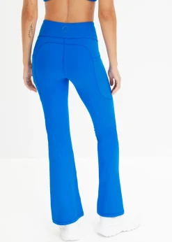 Cómodos leggings deportivos con bolsillo para móvil, corte acampanado y material de secado rápido Mujer Ropa Deportiva|Pantalones