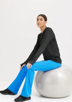 Cómodos leggings deportivos con bolsillo para móvil, corte acampanado y material de secado rápido Mujer Ropa Deportiva|Pantalones