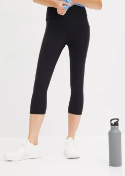 Cómodos leggings deportivos capri con bolsillo para móvil y material de secado rápido Mujer Ropa Deportiva|Pantalones