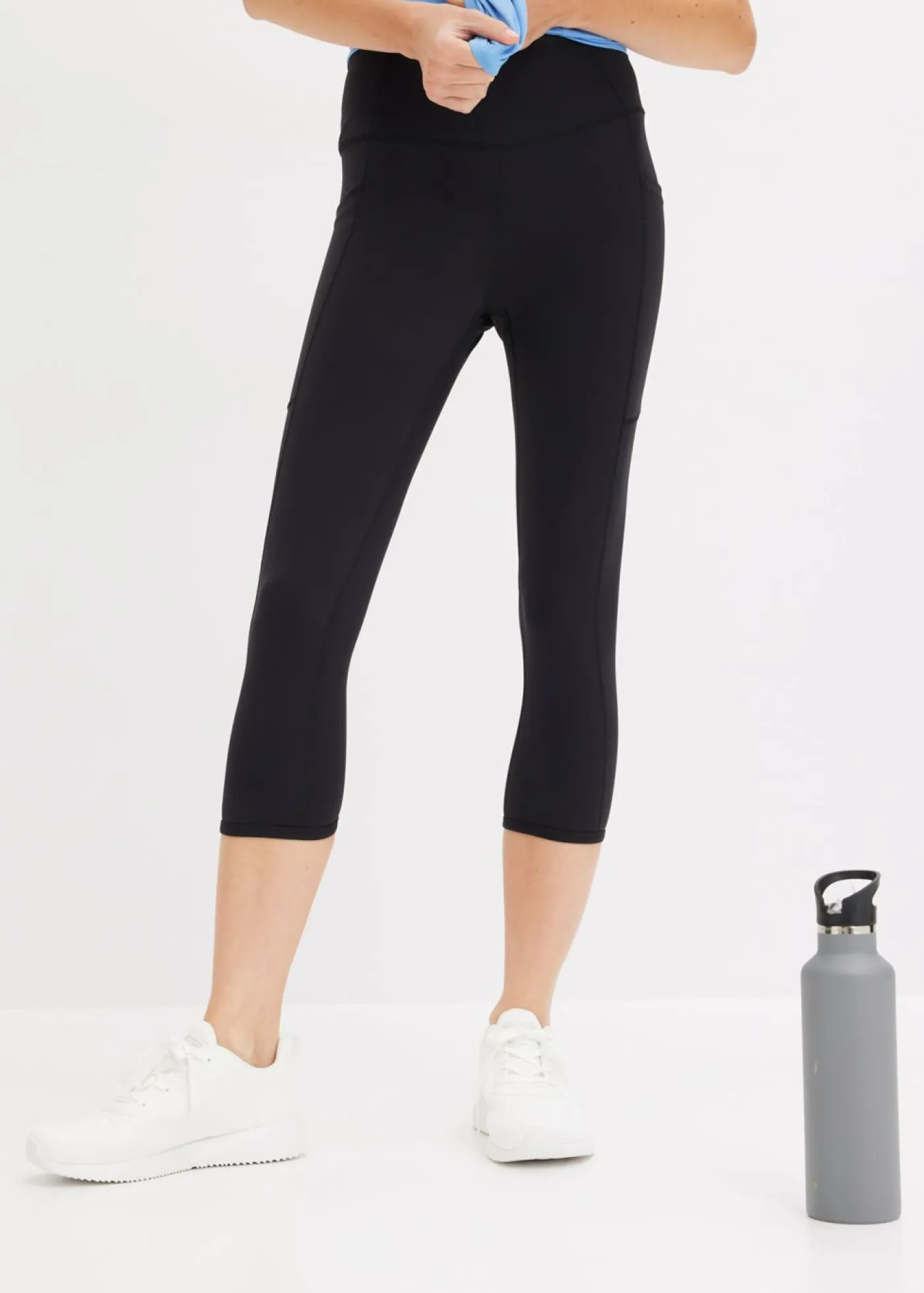 Cómodos leggings deportivos capri con bolsillo para móvil y material de secado rápido Mujer Ropa Deportiva|Pantalones