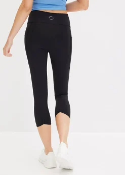 Cómodos leggings deportivos capri con bolsillo para móvil y material de secado rápido Mujer Ropa Deportiva|Pantalones
