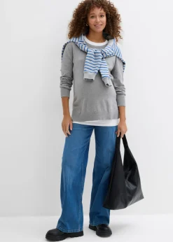 Best Conjunto 3 en 1 compuesto por jersey premamá y top de lactancia de punto de algodón Mujer Premamá
