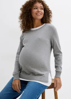 Best Conjunto 3 en 1 compuesto por jersey premamá y top de lactancia de punto de algodón Mujer Premamá