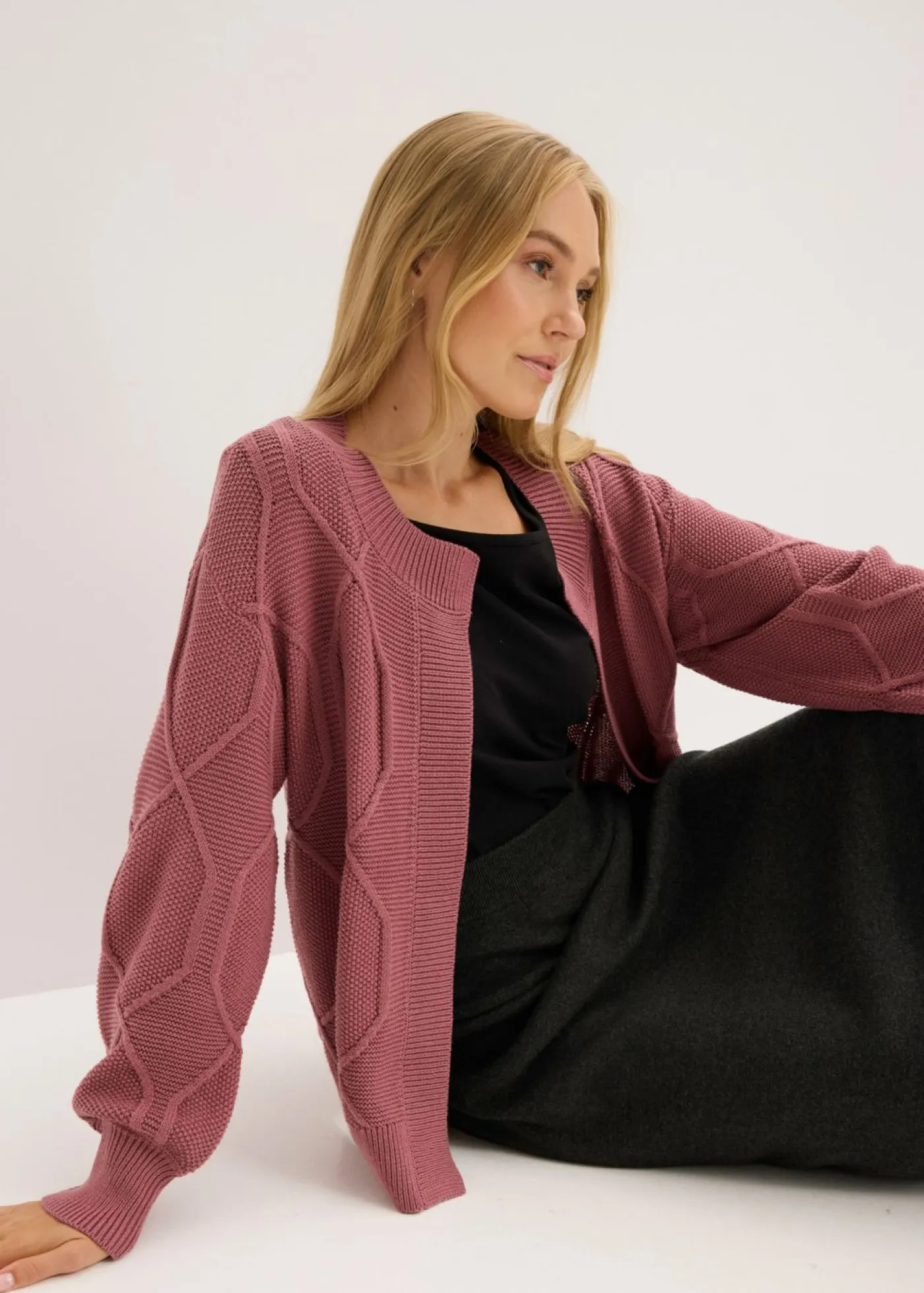 Cárdigan con patrón trenzado Mujer Jerséis|Ropa De Punto