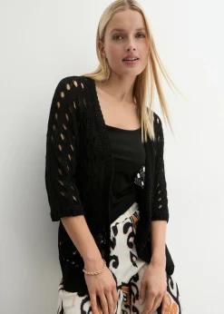 Online Cárdigan de punto ajour con hilo brillante Mujer Jerséis|Ropa De Punto
